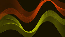 Abstract Red And Green Smooth Wave On A Black Background. Dynamic Sound Wave. Design Element. Vector Illustration.