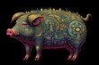 Illustration of porcine digestion. Generative AI