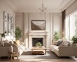 © The glossy backgroun - living room with fireplace