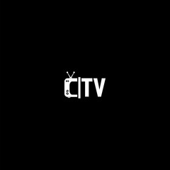 Sticker - TV logo icon isolated on dark background