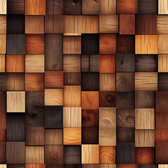 Seamless wooden mosaic texture,wood concept background, ai generative