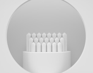 Poster - Abstract scene or podium with spray paint cans on monochrome background