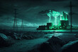 Nuclear power plants with epic background. 