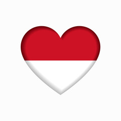 Wall Mural - Indonesian flag heart-shaped sign. Vector illustration.