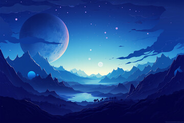 Wall Mural - vector illustration of planetary view in the sky