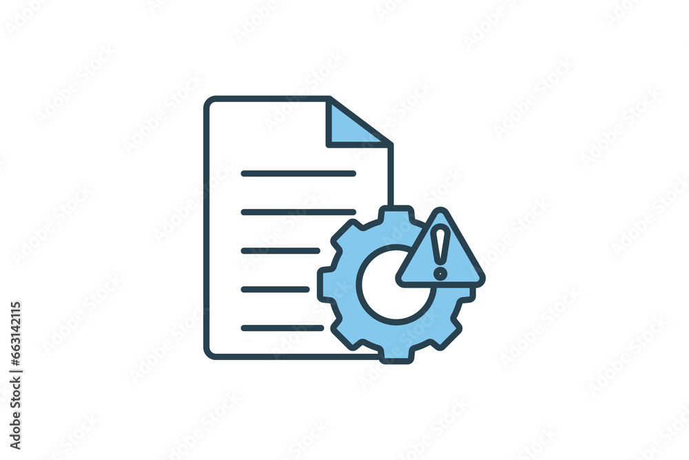 Review File Error Icon Error report icon. document with gear and exclamation mark. icon ...