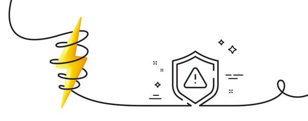 Poster - shield line icon. continuous one line with curl. privacy secure sign. safe defense symbol. shield si