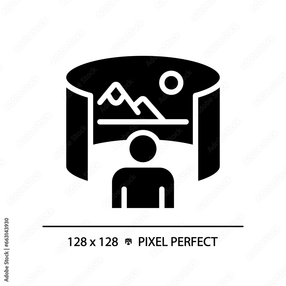 2D pixel perfect glyph style virtual landscape image icon, isolated ...