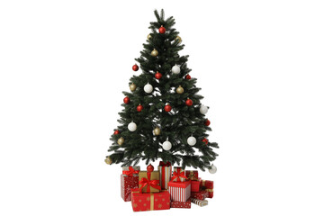 png,christmas tree with gifts, isolated on white background