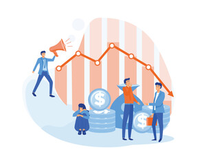 Poster - vector illustration, economic downturn, profit and loss, business and finance, crisis. flat vector m