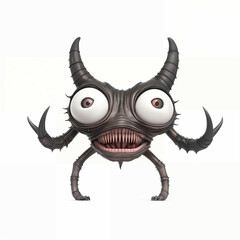 Wall Mural - Monster with horns. Isolated on white background. Generative AI.