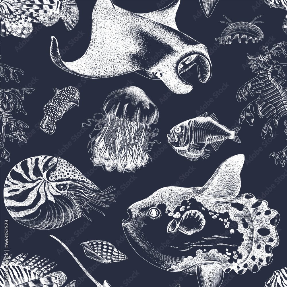 Under the sea vector seamless pattern Stock Vector | Adobe Stock