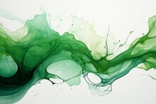 Abstract Formation With Mesmerizing Emerald And Forest Green Patterns On White Background.