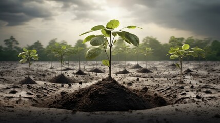 Poster - Trees are growing with money and fertile soil as a financial and investment idea.