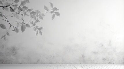 Aufkleber - Abstract gray shadow background of natural leaves tree branch falling on white wall texture for background and wallpaper, black and white, nature shadow pattern art on wall