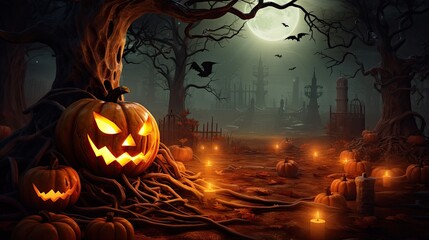 Poster - halloween pumpkin background
