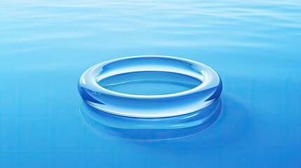 Poster - Empty rubber ring floating on blue water surface