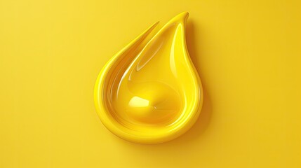 Wall Mural - Yellow Oil drop icon isolated on yellow background. Geological exploration, geology research. Minimalism concept. 3d illustration 3D render