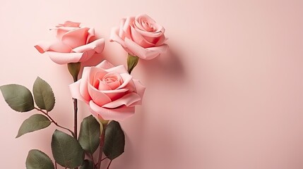 Poster - Beautiful rose flowers. Aesthetic minimalist flower composition. Valentine's Day, Mother's Day holiday concept
