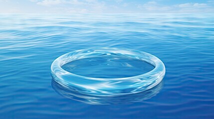 Aufkleber - Empty rubber ring floating on blue water surface