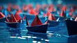 © HN Works - Origami paper ship boats, female success leadership, strategy planning development, social media influence marketing, HR recruiter, disruptive innovation, breakthrough business model solutions concept