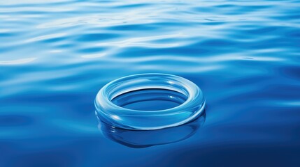 Aufkleber - Empty rubber ring floating on blue water surface