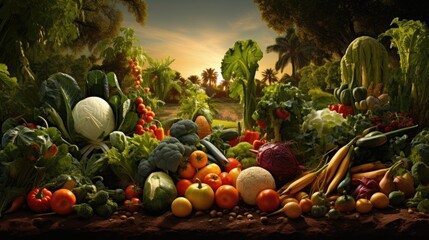 Canvas Print - Fresh nutrient vegetarian food, farming sustainable.