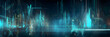 Abstract technology banner background, Network light effect, blue and orange color. Concept visualization of sound waves. Generation AI.