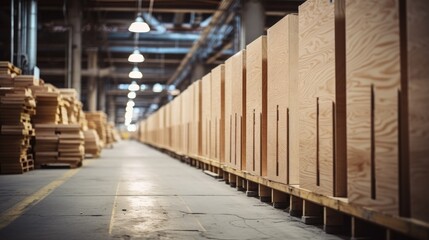 Poster - Row of unfinished wooden dressers at factory.