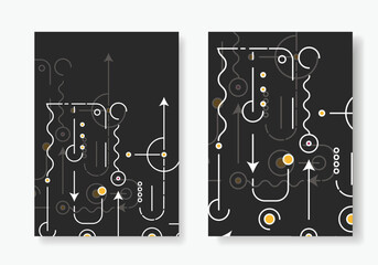 Poster - Abstract geometric shapes on cover brochures. Technological background. Vector creative design