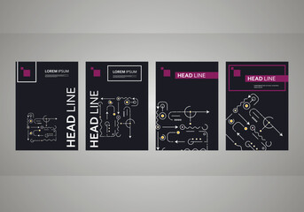 Poster - Abstract art processor technical system. Modern technology background. Circuit board coner brochure. Vector illustration