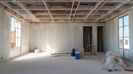 Poster - Empty under construction room in home, Living space units.