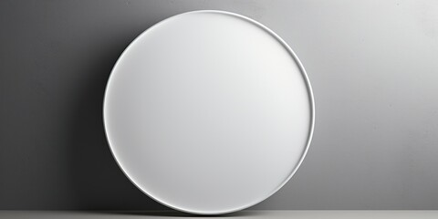 Poster - A white round frame for mockup on a plain gray wall