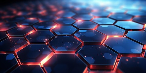Poster - Abstract background hexagon pattern with glowing lights