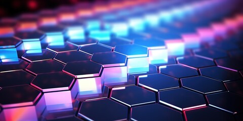 Poster - Abstract background hexagon pattern with glowing lights