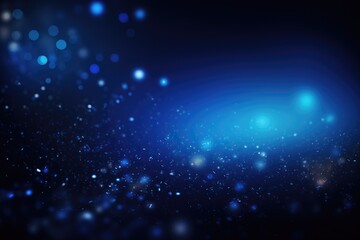 Poster - abstract blue background with bokeh defocused lights and stars, dark blue and glow particle abstract