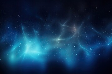 Poster - abstract blue background with stars and nebula. 3d rendering, dark blue and glow particle abstract b