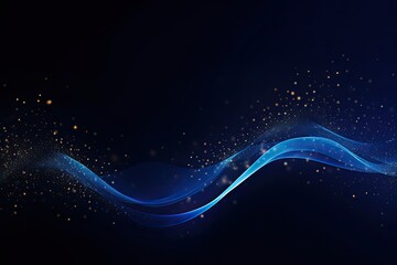 Wall Mural - Abstract blue wave with glowing particles. Futuristic technology background. Vector illustration, Dark blue and glow particle abstract background, AI Generated