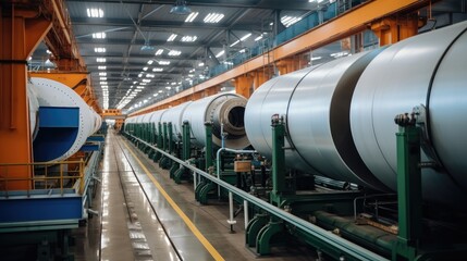Poster - Modern seam pipe production line at heavy industrial plants.