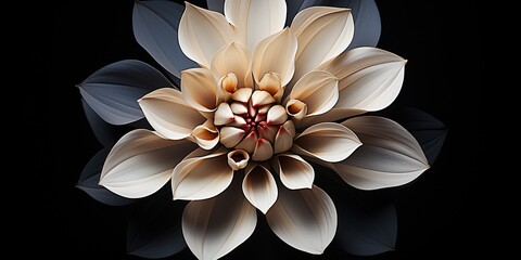 Wall Mural - A close up of a flower on a black background with a black background.