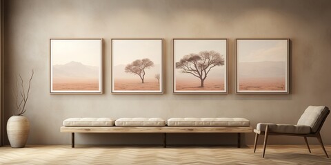 Poster - A mockup of the three blank paintings in the interior
