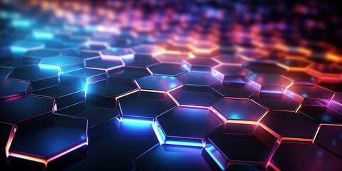 Poster - Abstract background hexagon pattern with glowing lights
