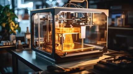 Poster - Shot of 3d printer working on a detailed, Intricate object.