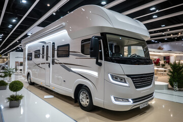 Poster - White motor home in showroom.