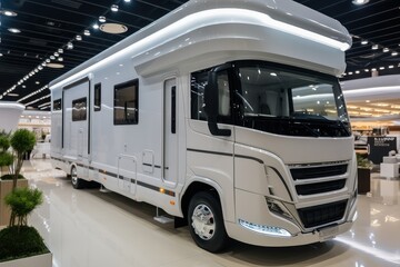 Poster - White motor home in showroom.