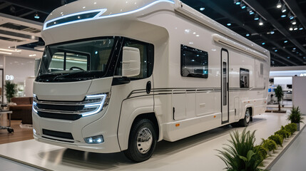 Poster - Camper van motorhome in dealership showroom.