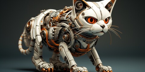 Poster - Robot cat on a light background.