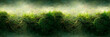 Beautiful nature panoramic background. Picturesque figurative image of green grass and vegetation, inspired by nature. Wide background with seamless pattern. Great for design and header. Generative AI