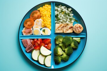 Canvas Print - a sectioned plate illustrating portion control in meals