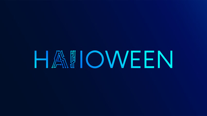Aufkleber - Halloween logo in electronic technology style. Halloween party banner on the theme Artificial intelligence or AI. Logo AI consists of PCB or electronics circuit board. Scary cybernetics technology.